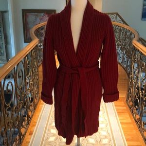 Gorgeous Red Tie-waist Wool Sweater Cardigan Sz M